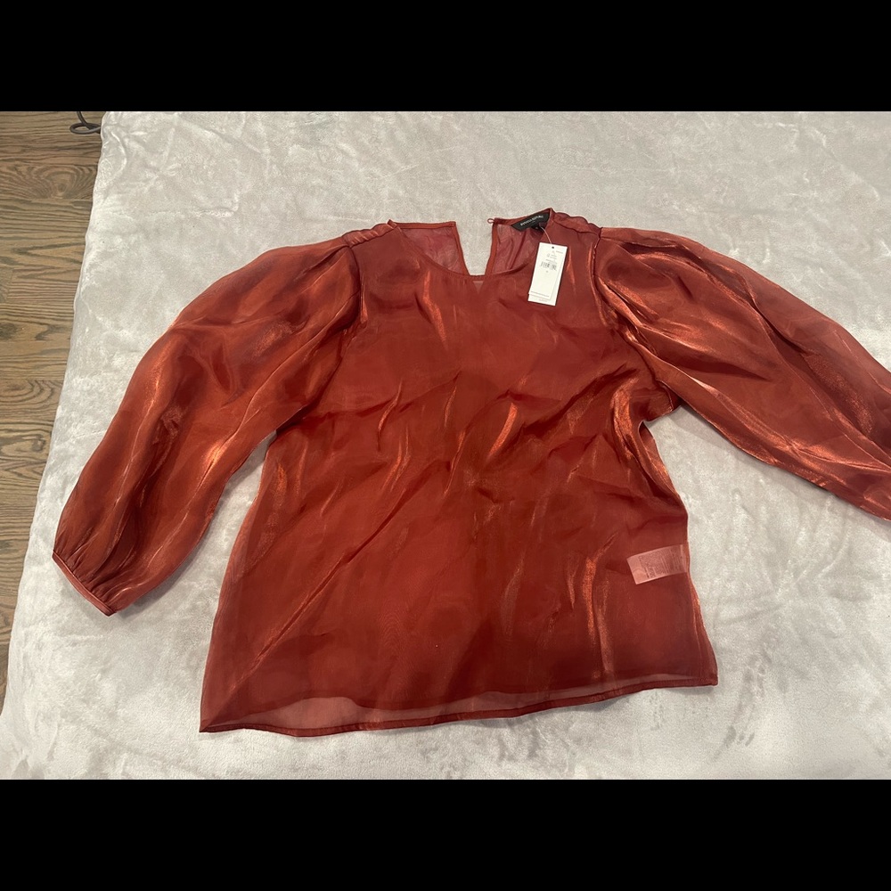 Sheer auburn color top. Brand new with tag. Size M